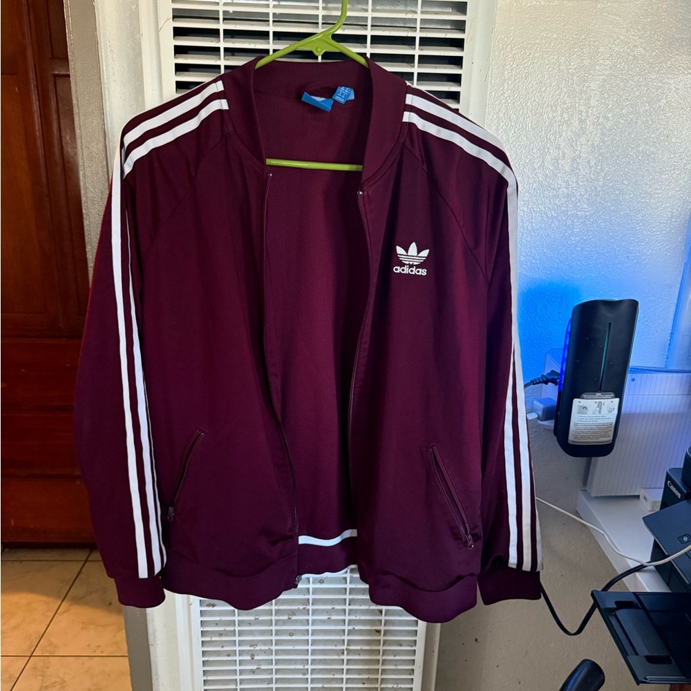 Adidas Men's Burgundy Bomber Jacket